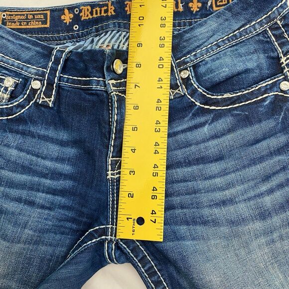 Rock Revival Straight Leg Low Rise Jeans Blue Bluebell Bling Y2K Womens 28 - Picture 12 of 13